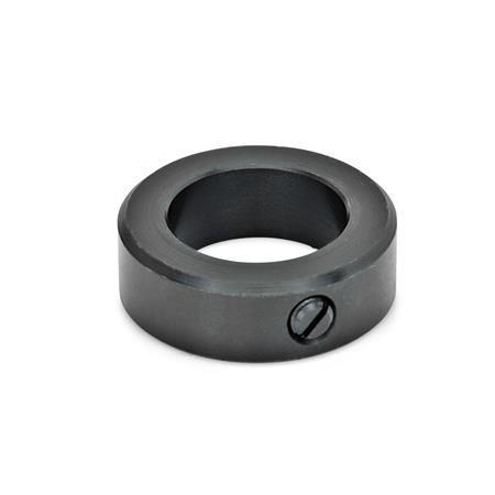 GN 705 Shaft Collars, Blackened Type: A - Grub screw with slot ISO 7434 (DIN 553)