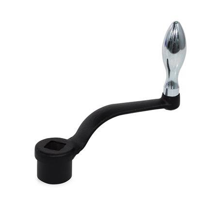 DIN 468 Cranked Handles, Cast Iron Bohrungskennzeichen: V - With square
Type: F - With fixed handle