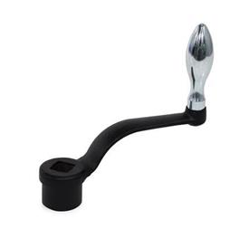 DIN 468 Cranked Handles, Cast Iron Bohrungskennzeichen: V - With square<br />Type: F - With fixed handle