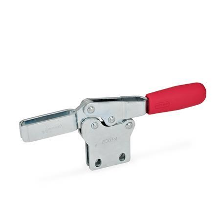 GN 820.1 Toggle Clamps, Steel, Operating Lever Horizontal, with Vertical Mounting Base Type: N - Forked clamping arm, with two flanged washers