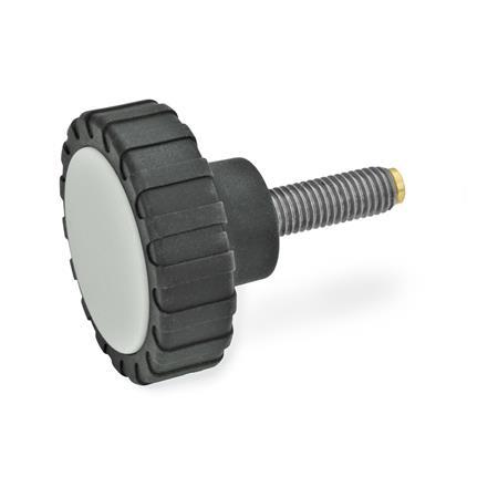 Knurled Screws  GN 7336.5: Plastic, Threaded Stud Stainless Steel, Brass / Plastic / Spherical Pivot