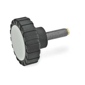 GN 7336.5 Vis moletées, plastique, goujon fileté inox, pivot sphérique en laiton/ plastique Type: MS - Pivot en laiton