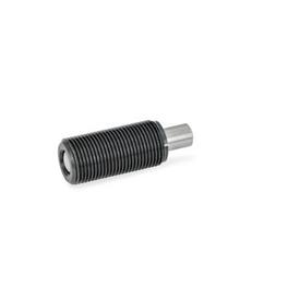 GN 313 Spring Bolts, Steel / Plastic Knob Type: D - Without lock nut, without knob<br />Identification no.: 1 - Pin without internal thread