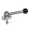 GN 918.6 Clamping bolts, Stainless Steel, Upward Clamping, Screw from the Back Type: GVB - With ball lever, straight (serration)
Clamping direction: L - By anti-clockwise rotation