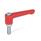 GN 302.2 Flat Adjustable Hand Levers, Zinc Die Casting, Threaded Stud Steel Zinc Plated Color: RS - Red, RAL 3000, textured finish