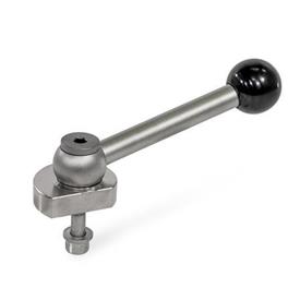 GN 918.5 Eccentric Cams, Stainless Steel, Radial Clamping, Screw from the Back Type: KVB - With ball lever, angular (serration)<br />Clamping direction: R - By clockwise rotation (drawn version)