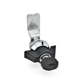 GN 115 Latches, with Operating Elements, Lockable, Housing Collar Chrome Plated Type: SCK - With wing knob (same lock)
