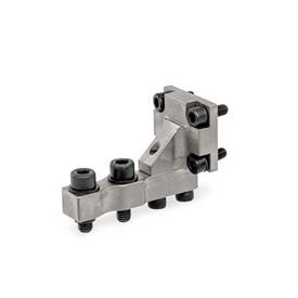 GN 868.1 Holders for Clamping Jaws, Steel, Static Holders Type: P - Clamping jaws parallel to clamping arm<br />Finish: NC - Chemically nickel plated