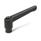GN 300 Adjustable Hand Levers, Zinc Die Casting, Insert Steel Blackened, with internal thread / Reamed Hole Color: SW - Black, RAL 9005, textured finish