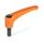 GN 602 Adjustable Hand Levers, Zinc Die Casting, Insert Steel, with External Thread Color: OS - Orange, RAL 2004, textured finish