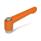 GN 300.2 Adjustable Hand Levers, Zinc Die Casting, Bushing Steel, Zinc Plated Color: OS - Orange, RAL 2004, textured finish