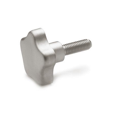 GN 5334.4 Stainless Steel Star Knobs with Threaded Stud, AISI 316L 