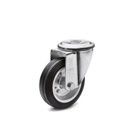 GN 22874 Medium Duty Casters, Wheel Tread Rubber, Wheel Core Steel Sheet Metal, Light Version Bearing type: G - Friction bearing<br />Type (bracket): R - Swivel bracket with center hole<br />Coding: L - Light version<br />Material (bracket): ST - Steel sheet metal