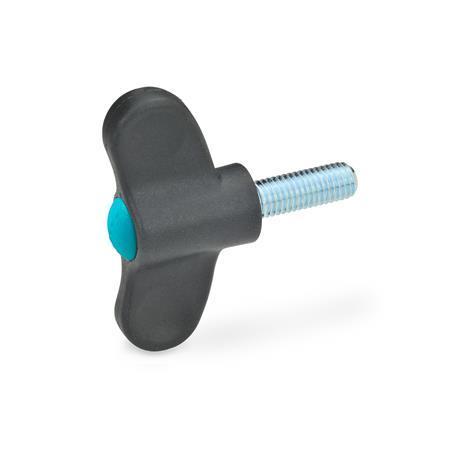 Tornillos de mariposa GN 633: Plástico, espárrago roscado acero