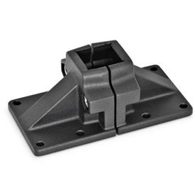 GN 167 Wide base plate connector clamps, Aluminum d<sub>1</sub> / s: V - Square<br />Finish: SW - Black, RAL 9005, textured finish