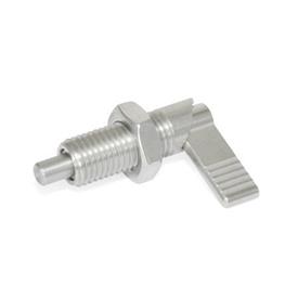 GN 721.6 Cam Action Indexing Plungers, Stainless Steel, with Locking Function Type: LAK - Left-hand lock, with lock nut