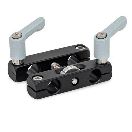 GN 474.3 Parallel Mounting Clamps with Adjustable Spindle, Aluminum Type: K - With two hand levers and two socket cap screws
Finish: ELS - Anodized, black