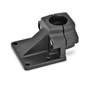 GN 166 Off-Set Base Plate Connector Clamps, Aluminum d<sub>1</sub> / s: B - Bore<br />Finish: SW - Black, RAL 9005, textured finish