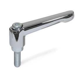 GN 300.2 Adjustable Hand Levers, Zinc Die Casting, with Threaded Stud Steel Zinc Plated Color: CR - Chrome plated