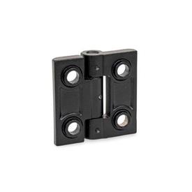 GN 237.3 Heavy Duty Hinges, Stainless Steel Type: B - With Bores for Countersunk Screws and Centering Attachments<br />Finish: SW - Black, RAL 9005, textured finish