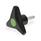 GN 533 Boutons à trois lobes avec goujon fileté, plastique, goujon fileté acier Couleur du capuchon: DGN - vert, RAL 6017, finition mat