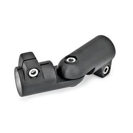 GN 286 Swivel Clamp Connector Joints, Aluminum Type: T - Adjustment with 15° division (serration)<br />Finish: SW - Black, RAL 9005, textured finish