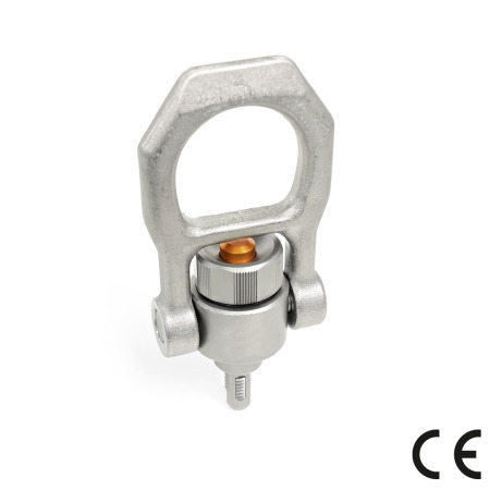 Threaded Lifting Pins GN 1135: Stainless Steel, Self-Locking, with Rotating Shackle