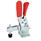 GN 810.3 Toggle Clamps, Steel, Operating Lever Vertical, with Lock Mechanism, with Horizontal Mounting Base Type: CL - Forked clamping arm, with two flanged washers and clamping screw GN 708.1