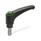GN 603.1 Adjustable Hand Levers with Releasing Button, Plastic, Threaded Stud Stainless Steel Color (Releasing button): DGN - Green, RAL 6017, shiny finish