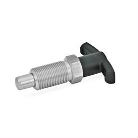 GN 817.4 Stainless Steel Indexing Plungers with T-handle Material: NI - Stainless steel<br />Type: B - without rest position, without lock nut