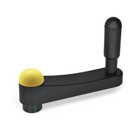 GN 670 Cranked Handles, Plastic Color of the cap: DGB - Yellow, RAL 1021, matte finish