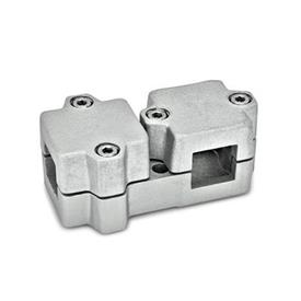 GN 194 Winkel-Klemmverbinder, Aluminium d<sub>1</sub> / s<sub>1</sub>: V - Vierkant<br />d<sub>2</sub> / s<sub>2</sub>: V - Vierkant<br />Oberfläche: BL - bank, gestrahlt, matt
