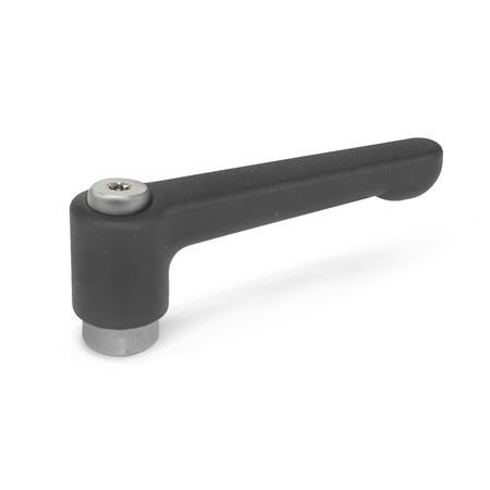 Flat Adjustable Hand Levers GN 302.1: Zinc Die Casting, Insert Stainless Steel, with Internal Thread