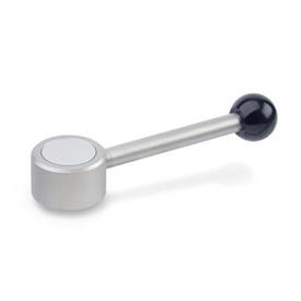 GN 125.5 Manettes à boule basses, inox, avec filetage interne Type: D - levier droit