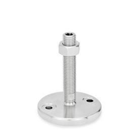 GN 23 Leveling Feet, Stainless Steel Type (Foot plate): D0 - Fine turned, without rubber underlay<br />Version of the screw: UK - With nut, hex socket at the top and wrench flat at the bottom