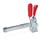 GN 810.3 Toggle Clamps, steel, operating lever vertical, with lock mechanism, with horizontal mounting base, with extended camping arm Type: UL - Clamping arm extended, with slotted hole and with two flanged washers