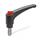 GN 603.1 Adjustable Hand Levers, Plastic, Threaded Stud Stainless Steel, with Releasing Button Color (Releasing button): DRT - Red, RAL 3000, shiny finish