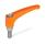 GN 602.1 Adjustable Hand Levers, Zinc Die Casting, Threaded Stud Stainless Steel Color: OS - Orange, RAL 2004, textured finish