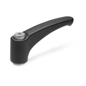 GN 602.1 Adjustable Hand Levers, Zinc Die Casting, Bushing Stainless Steel Color: SW - Black, RAL 9005, textured finish