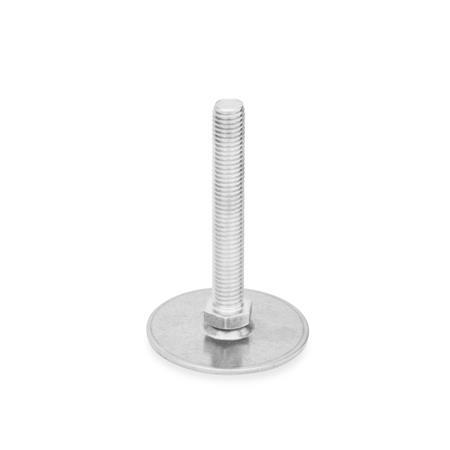 GN 44 Leveling Feet, Stainless Steel AISI 316 L Type (Base): D0 - Without rubber pad
Version (Screw): S - Without nut, external hex at the bottom