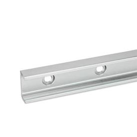 GN 2422 Cam Roller Linear Guide Rails Type: XT - Fixed bearing rail, with mounting hole for flat head screw