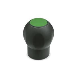 GN 675.1 Ball Handles with Cover Cap, Plastic, Softline Color of the cover cap: DGN - Green, RAL 6017, matte finish