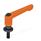 GN 307 Manettes indexables, zinc moulé sous pression, insert acier, avec goujons filetés, avec disques de positionnement Couleur: OS - orange, RAL 2004, finition texturée