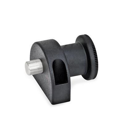 GN 412 Indexing Plungers with Screw-On Flange Type: B - Without rest position
Identification no.: 1 - Mounting from the front