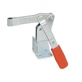 GN 812 Toggle Clamps, Steel, Operating Lever Vertical, with Dual Flanged Mounting Base Type: EV - Solid clamping arm, with clasp for welding