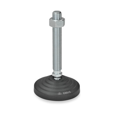 Leveling Feet GN 344.2: Threaded Stud Steel, Foot Antistatic ESD Plastic