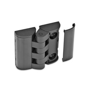 GN 151.3 Scharniere mit Abdeckung, Kunststoff Form: SH - 2x2 Bohrungen für Senkschrauben