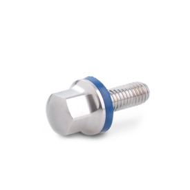 GN 1580 Screws, Stainless Steel, Hygienic Design Finish: MT - Matte finish (Ra < 0.8 µm)<br />Material (Sealing ring): F - FKM