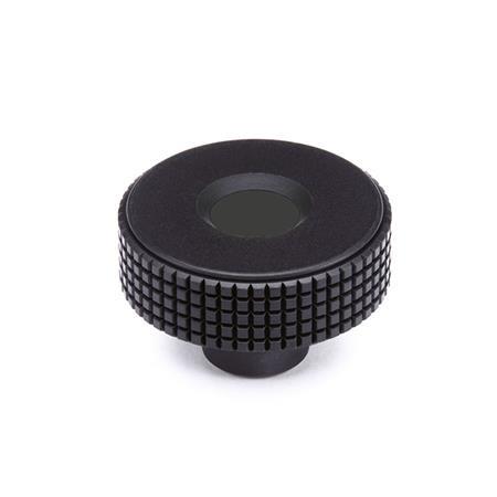Kordelgriffe GN 534: Kunststoff, Gewindebuchse Messing, Abdeckkappe schwarz