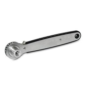 GN 318 Stainless Steel Ratchet Spanners with Through Hole / Blind Hole Type: B - Ratchet insert with blind hole<br />Insert: M